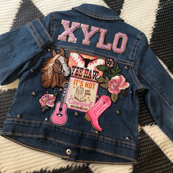 PERSONALIZED Kids Denim/Jean Jacket designed by STORY PATCH’D “Cowgirl Collage” - Picture 2 of 3